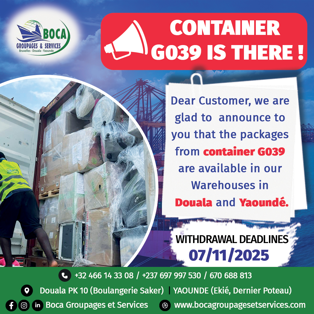 ARRIVAL OF PACKAGES FROM CONTAINER G039 IS THERE